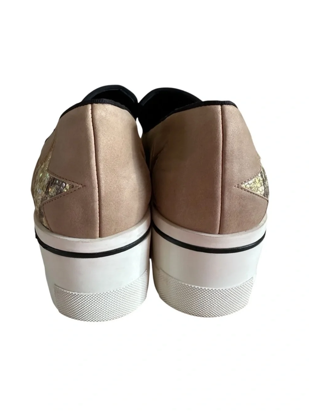 Stella McCartney Binx Glitter Star Platform Sneakers Beige Gold EU 40